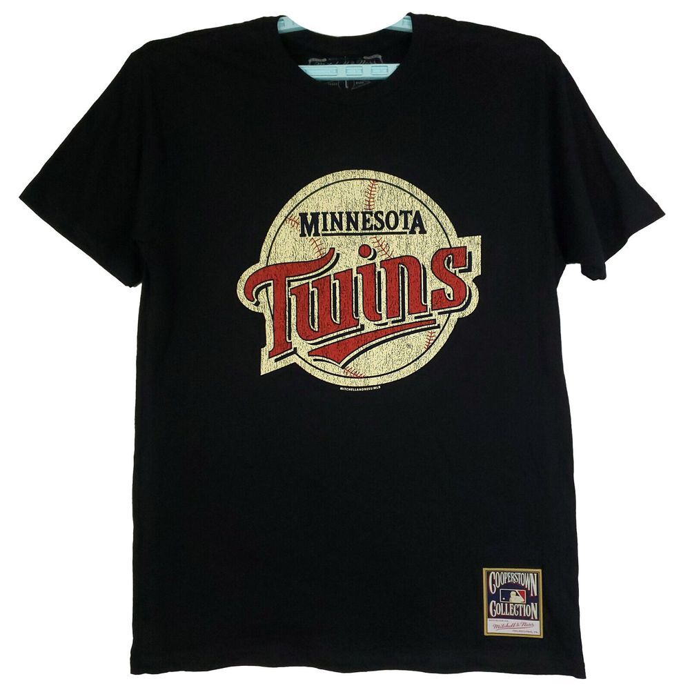 Minnesota Twins Mitchell & Ness MLB L Large Shirt Distressed Retro Logo NWT